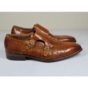 Steven Land Men's 11 Tan Genuine Leather Monk Strap Dress Shoes SL0039